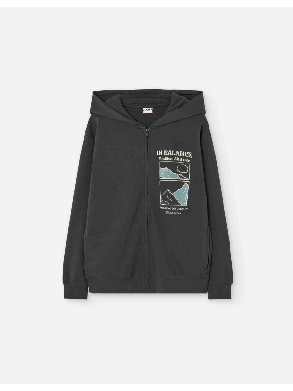 Losan φούτερ ζακέτα αγόρι LJBAP0201_25002-Dark Grey γκρι