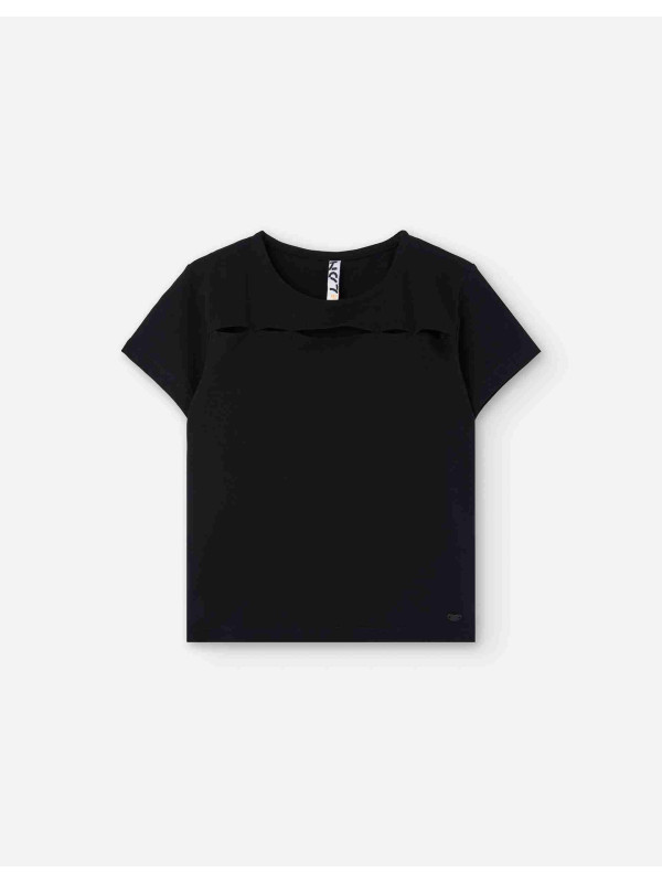 Losan κοντομάνικο crop top κορίτσι LJGAP0103_25004-Black μαύρο