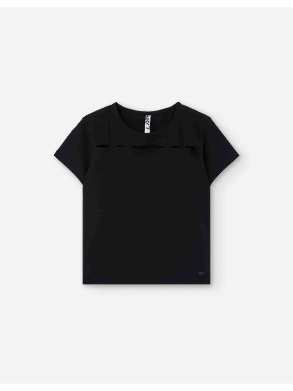 Losan κοντομάνικο crop top κορίτσι LJGAP0103_25004-Black μαύρο