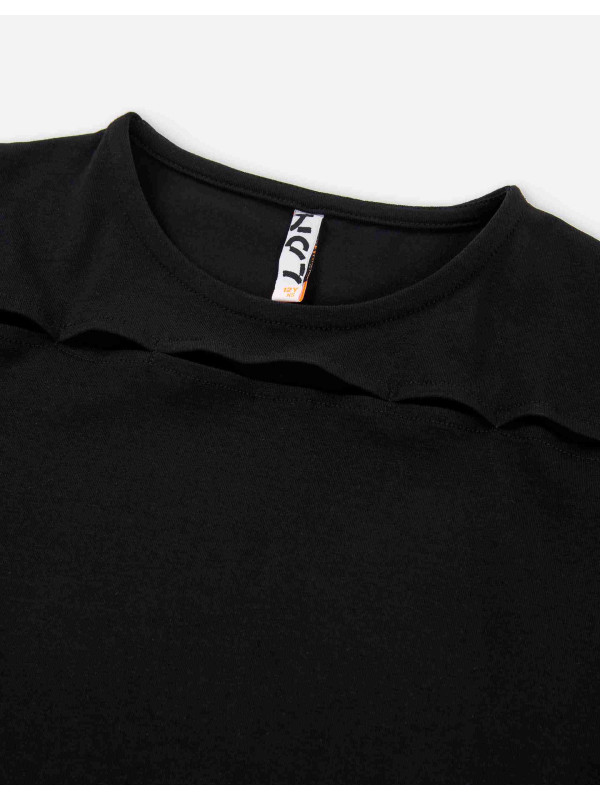 Losan κοντομάνικο crop top κορίτσι LJGAP0103_25004-Black μαύρο