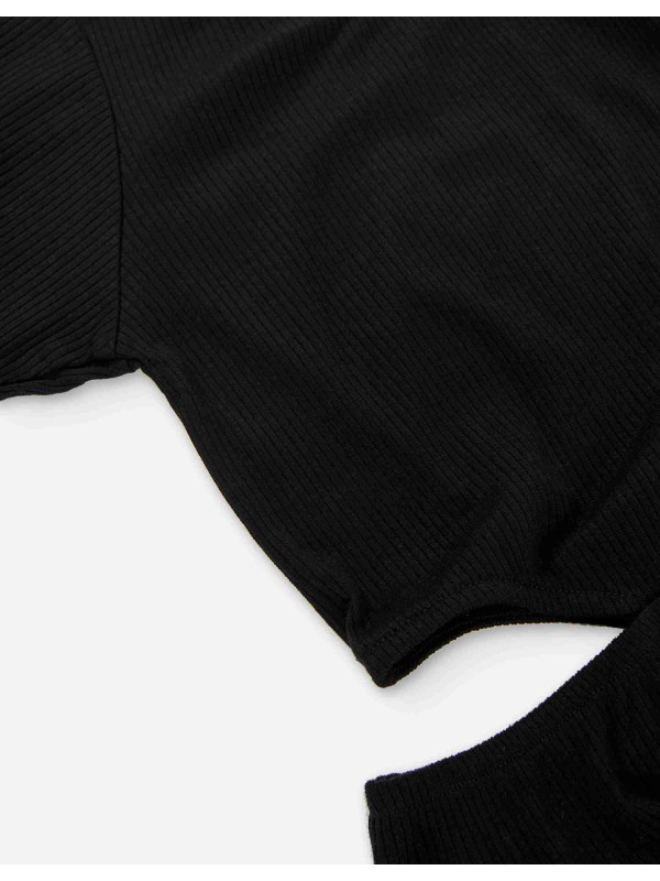 Losan rib ολόσωμη παντελόνα κορίτσι LJGAP0502_25001-Black μαύρο