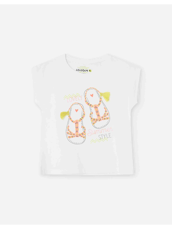 Losan κοντομάνικο T-shirt κορίτσι LKGAP0303_25032-Ecru εκρού