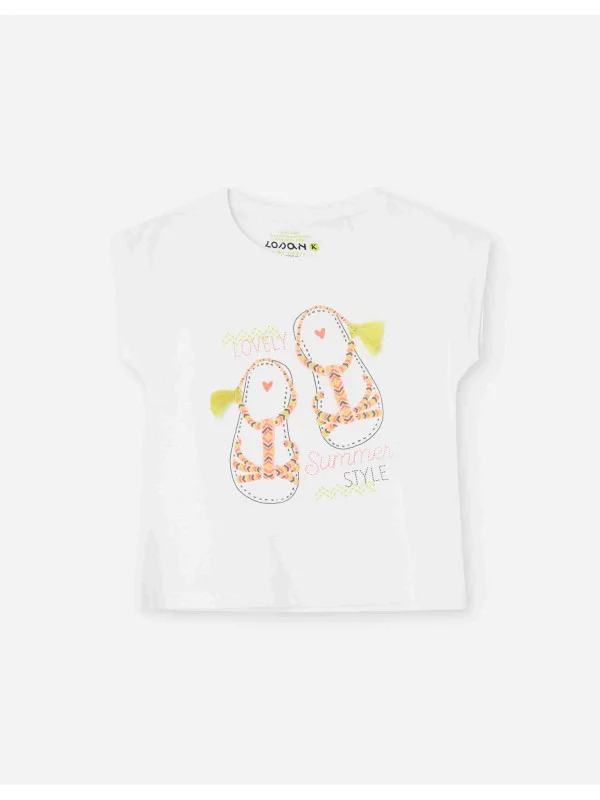 Losan κοντομάνικο T-shirt κορίτσι LKGAP0303_25032-Ecru εκρού