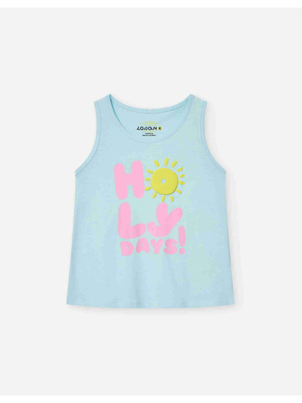 Losan αμάνικο top κορίτσι LKGAP0303_25040-Light Blue γαλάζιο