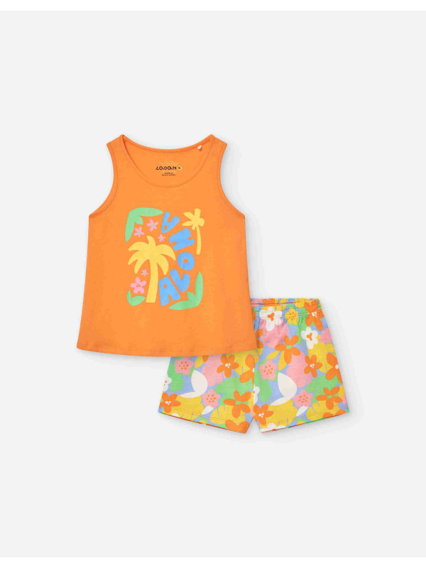 Losan σετ t-shirt σορτς κορίτσι LKGAP0602_25001-Orange πορτοκαλί