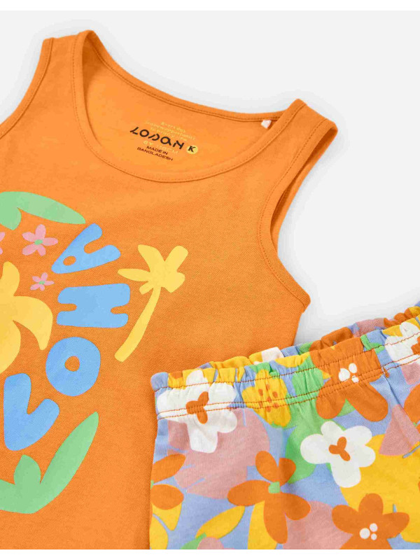 Losan σετ t-shirt σορτς κορίτσι LKGAP0602_25001-Orange πορτοκαλί