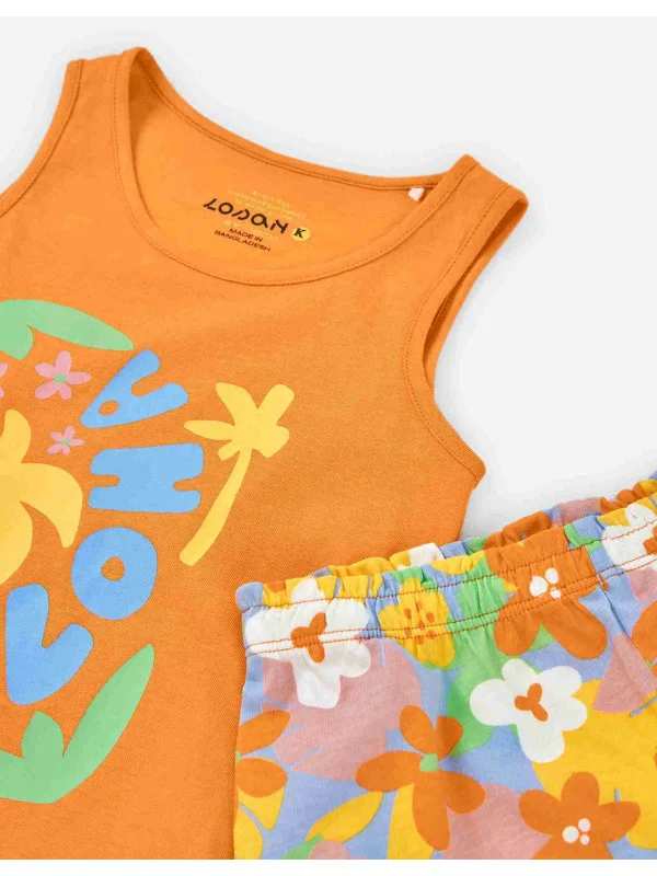 Losan σετ t-shirt σορτς κορίτσι LKGAP0602_25001-Orange πορτοκαλί