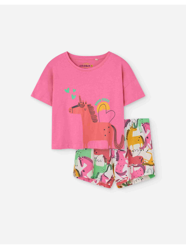 Losan σετ σορτς t-shirt κορίτσι LKGAP0602_25003-Pink Ροζ