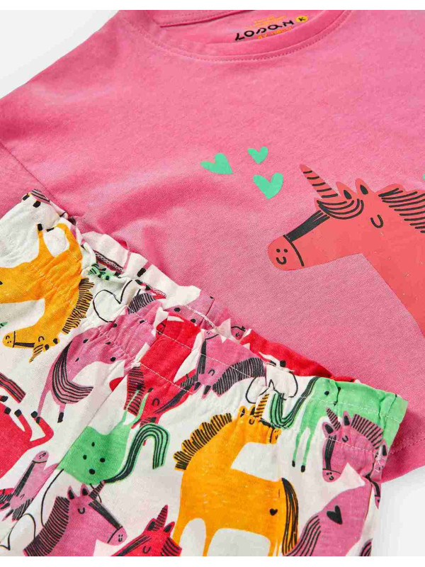 Losan σετ σορτς t-shirt κορίτσι LKGAP0602_25003-Pink Ροζ
