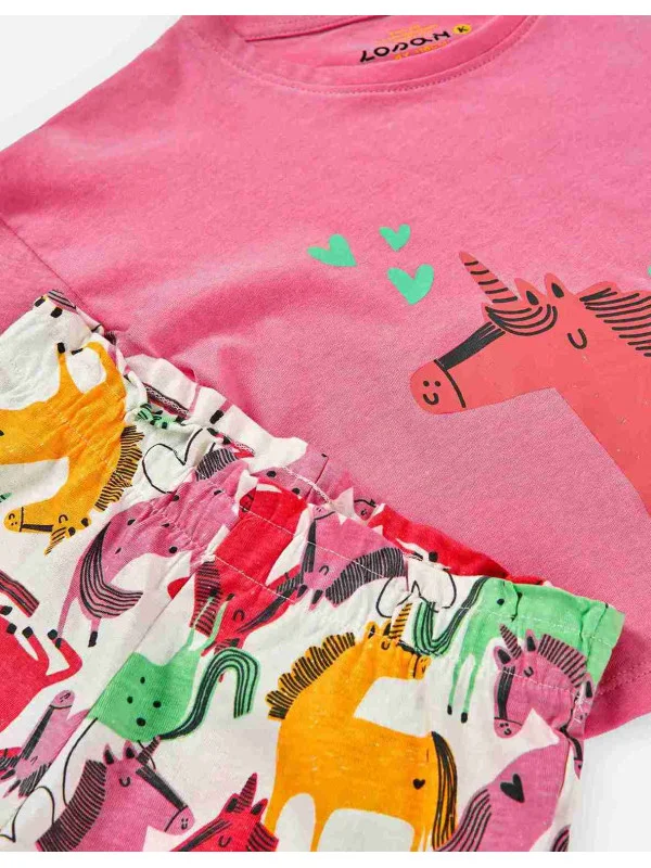 Losan σετ σορτς t-shirt κορίτσι LKGAP0602_25003-Pink Ροζ