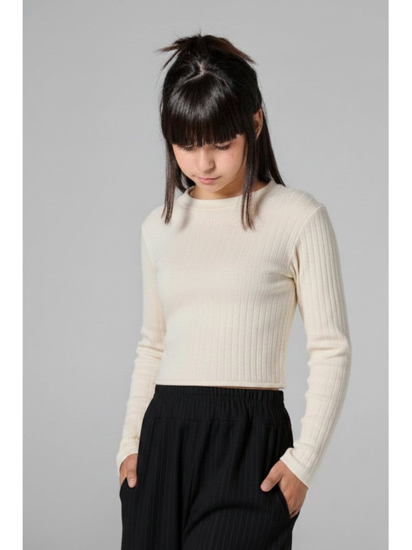 Melin Rose μακρυμάνικη crop μπλούζα κορίτσι MRW26/27-0470-Off White εκρού
