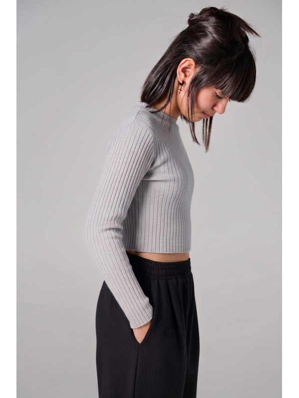 Melin Rose μακρυμάνικη crop μπλούζα κορίτσι MRW26/27-0470-Grey γκρι