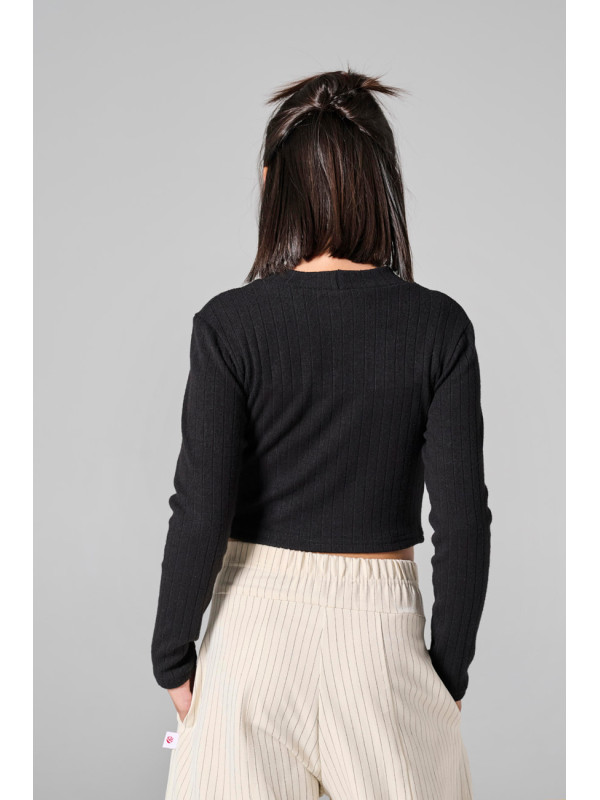 Melin Rose μακρυμάνικη crop μπλούζα κορίτσι MRW26/27-0470-Black μαύρο