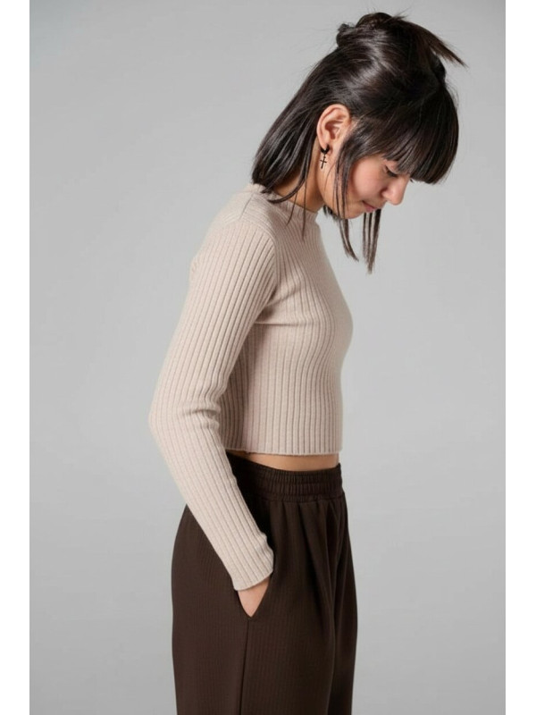 Melin Rose μακρυμάνικη crop μπλούζα κορίτσι MRW26/27-0470-Beige μπεζ