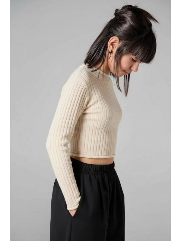 Melin Rose μακρυμάνικη crop μπλούζα κορίτσι MRW26/27-0470-Off White εκρού
