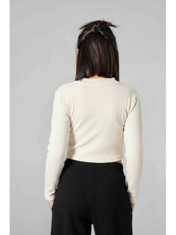 Melin Rose μακρυμάνικη crop μπλούζα κορίτσι MRW26/27-0470-Off White εκρού