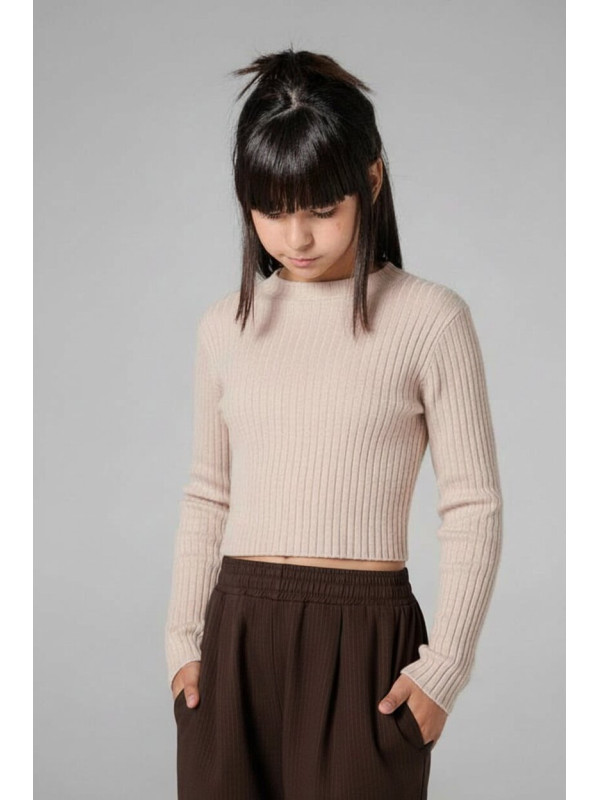 Melin Rose μακρυμάνικη crop μπλούζα κορίτσι MRW26/27-0470-Beige μπεζ
