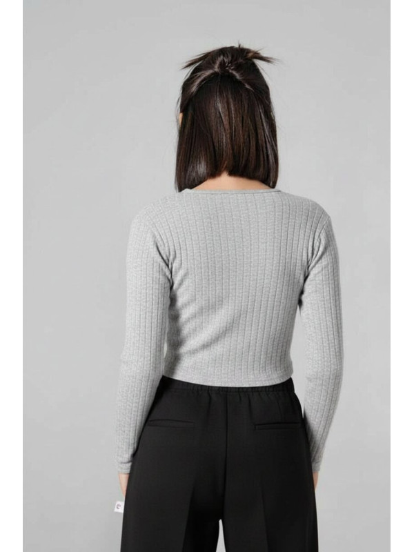 Melin Rose μακρυμάνικη crop μπλούζα κορίτσι MRW26/27-0470-Grey γκρι