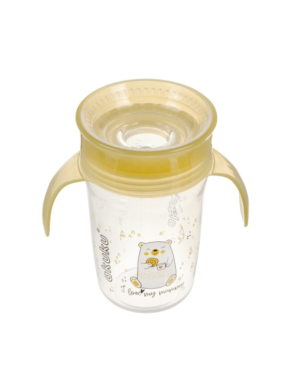 AKUKU Εκπαιδευτικό Ποτηράκι 360° 240 ml με Χερούλια A0670 Yellow