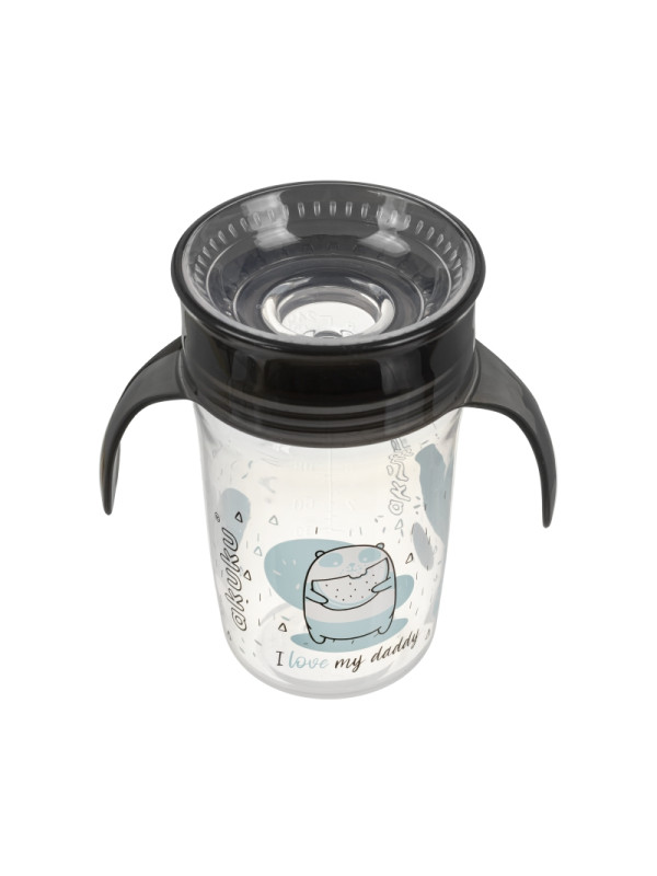 AKUKU Εκπαιδευτικό Ποτηράκι 360° 240 ml με Χερούλια A0671 Black