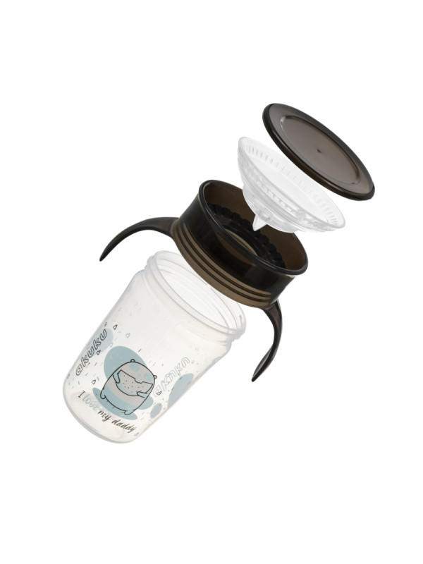 AKUKU Εκπαιδευτικό Ποτηράκι 360° 240 ml με Χερούλια A0671 Black