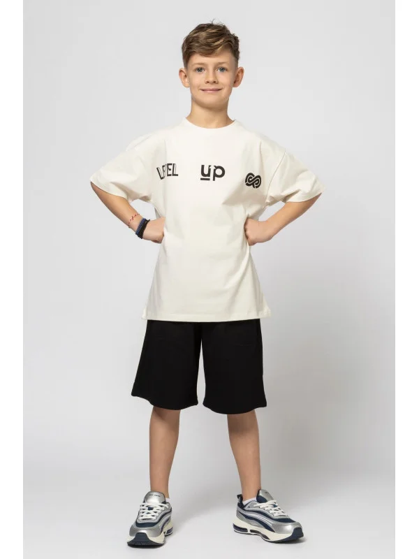 Domer σετ t-shirt σορτς αγόρι 4595 λευκό Domer σετ t-shirt σορτς αγόρι 4595 λευκό