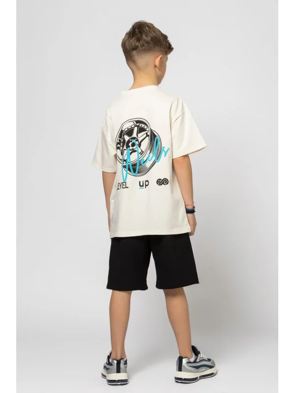 Domer σετ t-shirt σορτς αγόρι 4595 λευκό Domer σετ t-shirt σορτς αγόρι 4595 λευκό