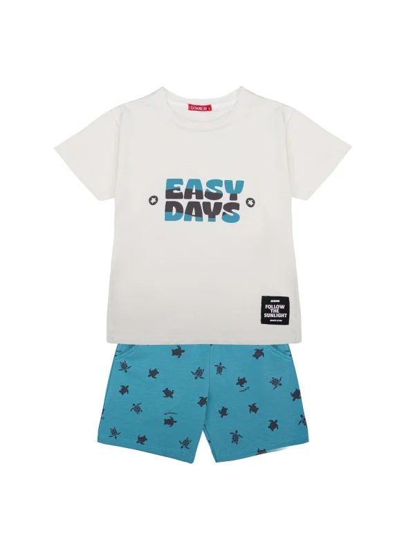 Domer σετ t-shirt σορτς αγόρι 4577 τιρκουάζ Domer σετ t-shirt σορτς αγόρι 4577 τιρκουάζ