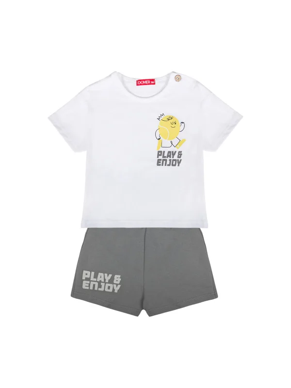 Domer Βρεφικό σετ t-shirt σορτς αγόρι 4561 γκρι Domer Βρεφικό σετ t-shirt σορτς αγόρι 4561 γκρι