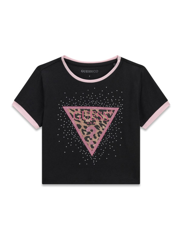 Guess crop κοντομάνικη μακό μπλούζα κορίτσι J6YI11K3716-JBLK μαύρο