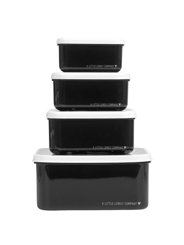  little lovely company: Σετ 4 δοχεία φαγητού Lunch & Snack Box - Galaxy SBSEGA74 μαύρο