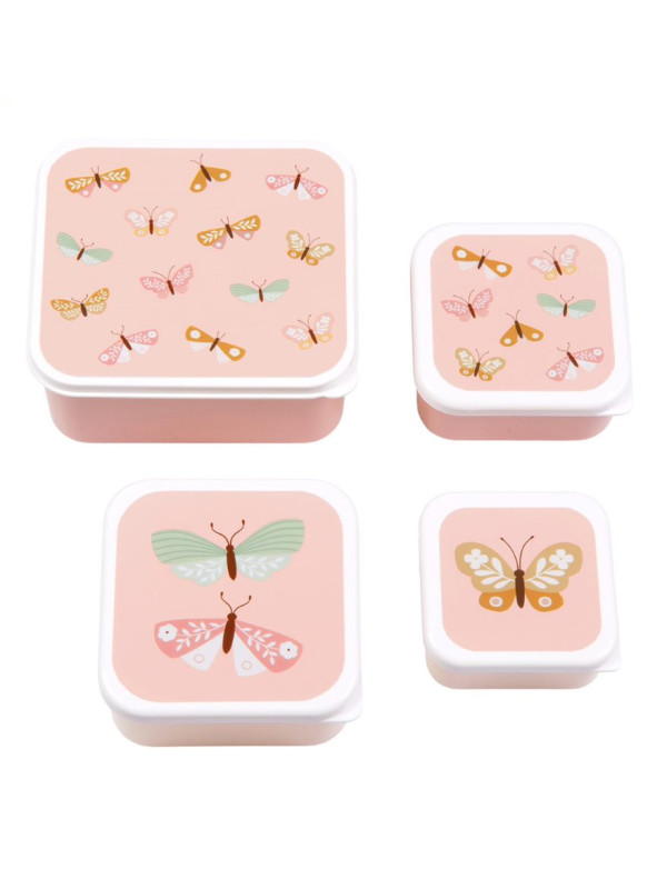 A little lovely company: Δοχείο φαγητού Lunch box set Butterflies SBSEBU42 ροζ