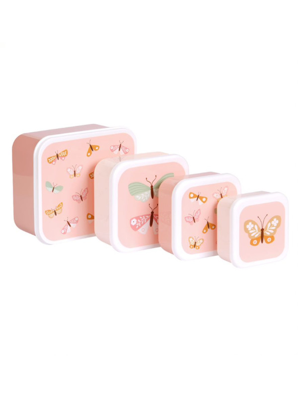 A little lovely company: Δοχείο φαγητού Lunch box set Butterflies SBSEBU42 ροζ