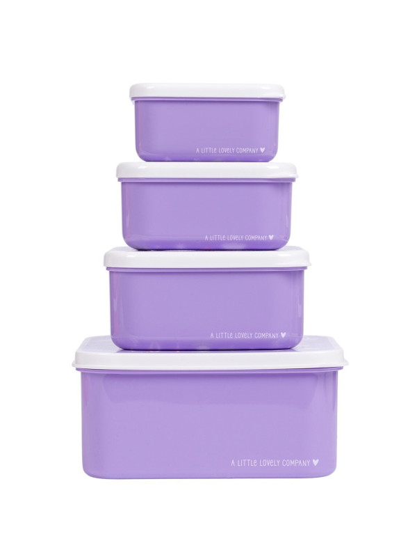 A little lovely company: Σετ 4 δοχεία φαγητού Lunch & Snack Box - Unicorn Dreams SBSEUD73 λιλά