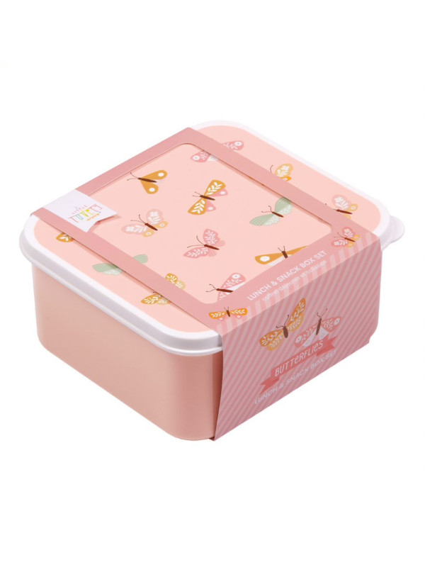 A little lovely company: Δοχείο φαγητού Lunch box set Butterflies SBSEBU42 ροζ