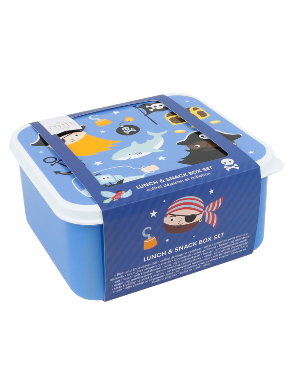 A little lovely company: Σετ 4 δοχεία φαγητού Lunch & Snack Box -Pirates SBSEPI80 μπλε