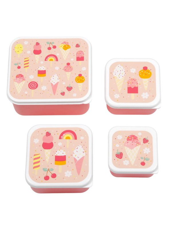 A little lovely company: Σετ 4 δοχεία φαγητού Lunch & Snack Box -Ice-cream SBSEIC61 σομόν