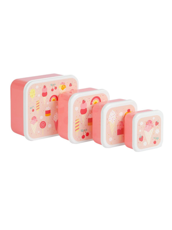 A little lovely company: Σετ 4 δοχεία φαγητού Lunch & Snack Box -Ice-cream SBSEIC61 σομόν