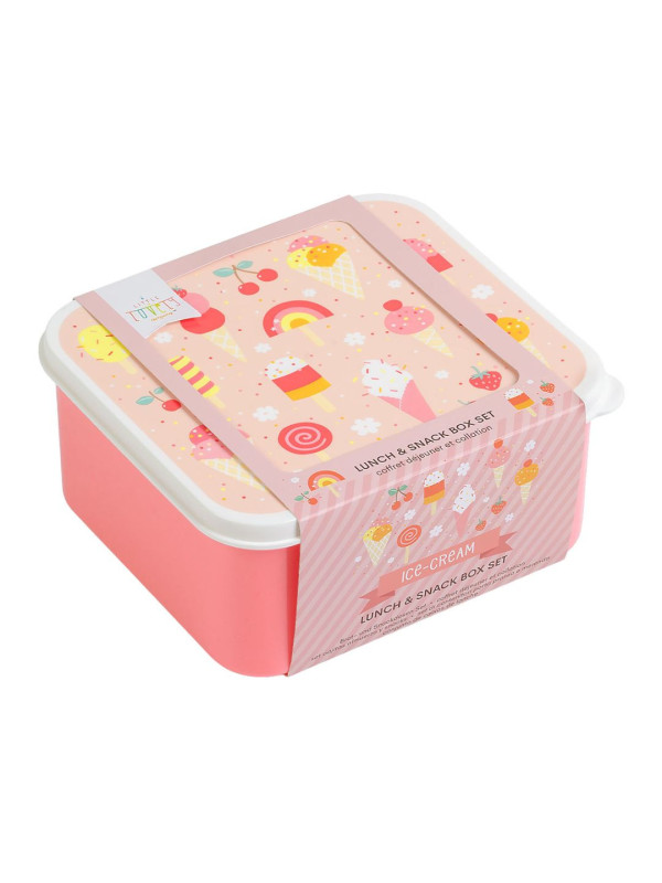 A little lovely company: Σετ 4 δοχεία φαγητού Lunch & Snack Box -Ice-cream SBSEIC61 σομόν