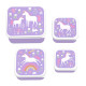 A little lovely company: Σετ 4 δοχεία φαγητού Lunch & Snack Box - Unicorn Dreams SBSEUD73 λιλά